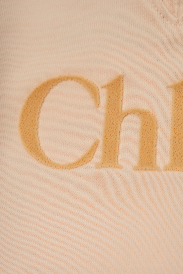 Chloé Kids Vestido con logo con acabado aterciopelado