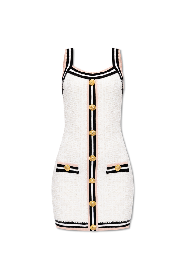 Balmain Tweedowa sukienka na ramiączka
