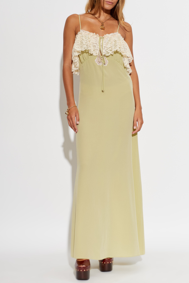 Chloé Vestido de seda com acabamento em renda