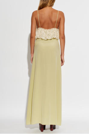 Chloé Vestido de seda com acabamento em renda