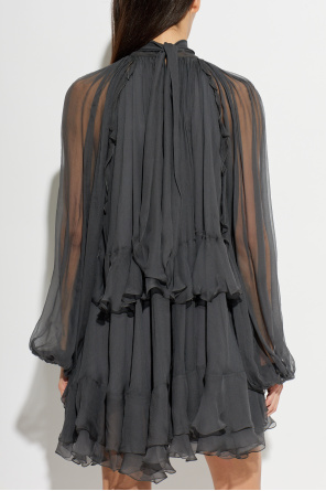 Chloé Vestido de seda con volantes