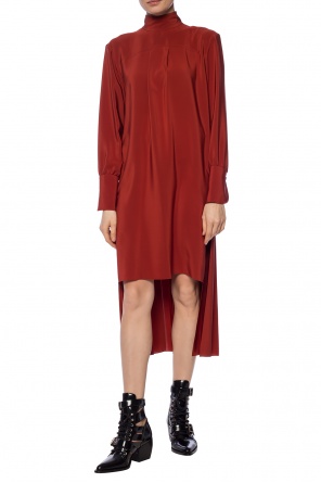 Pleated dress with band collar od Chloé