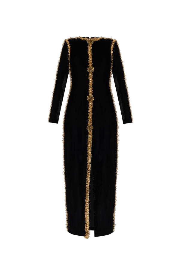 Long dress with appliqués od Balmain