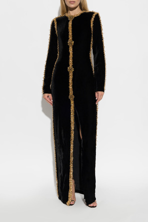 Balmain Dlhé šaty s aplikáciami