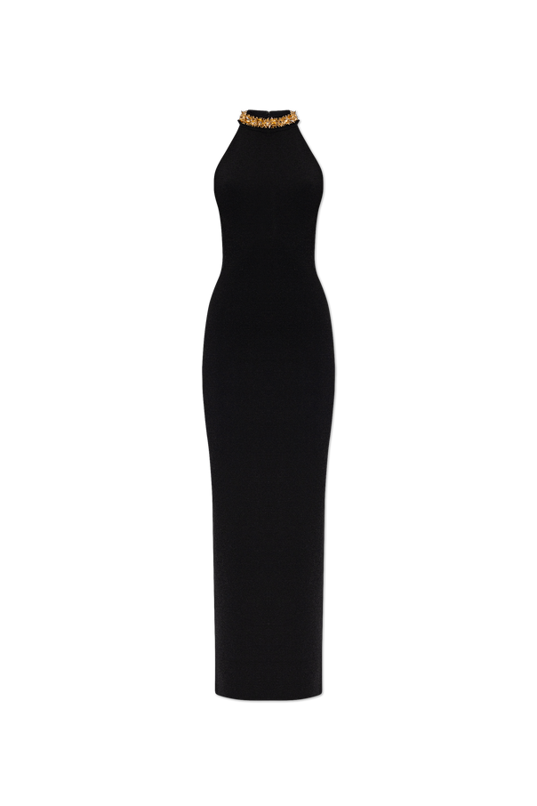 Dress with embellishments at the neckline od Balmain