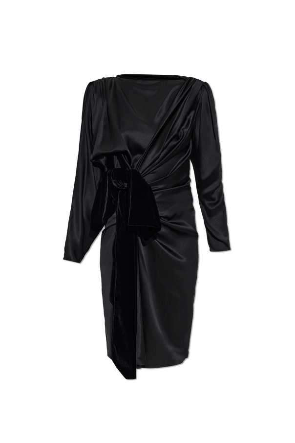 Silk dress with a velvet bow od Balmain
