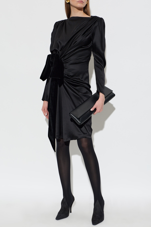 Black Silk dress with velvet bow Balmain - Vitkac GB
