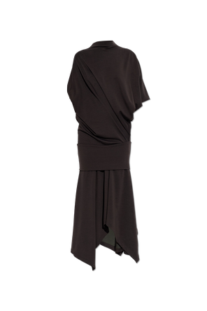 Vestido asimétrico con drapeado en la cintura