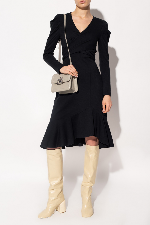 ASYMMETRICAL KNIT DRESS W SNAKE CHAIN STRAP Wrap dress