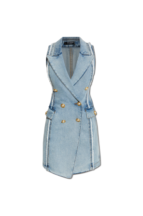 Denim dress with raw finish
