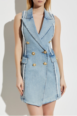 Balmain Jeanskleid mit rohem Finish