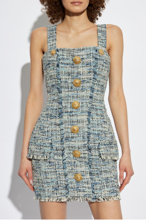 Balmain Vestido de tirantes de tweed