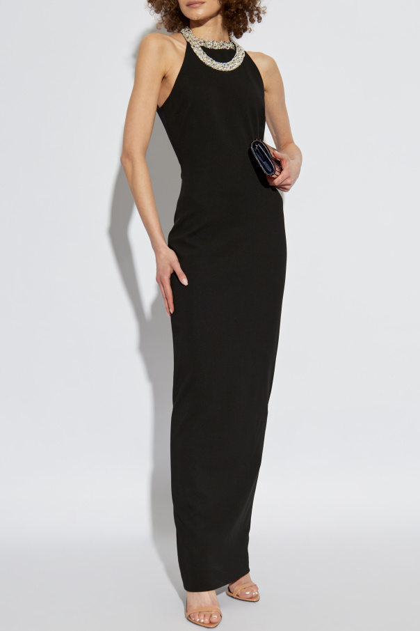 Balmain Kleid mit glänzenden Kristallen am Ausschnitt