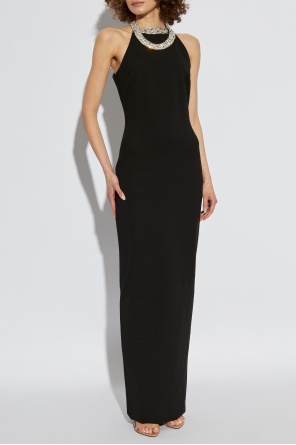 Balmain Kleid mit glänzenden Kristallen am Ausschnitt