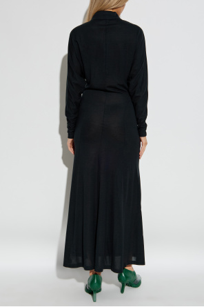 LACOSTE RUNWAY Vestido de seda con parche de logo