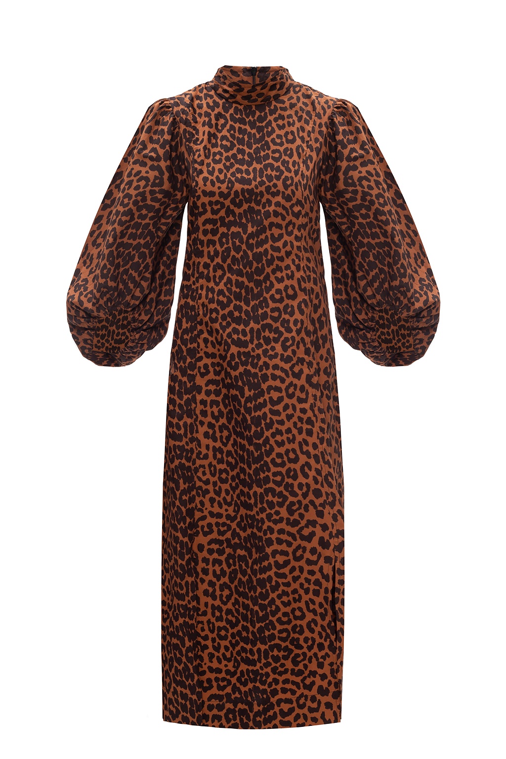 GANNI Tiger-print tiered organic cotton-poplin shirt dress