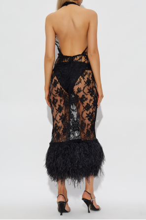 Dolce & Gabbana Spitzenkleid mit Federn strucia