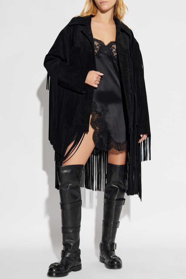 Dolce & Gabbana Seidenkleid mit Spitzeneinsätzen