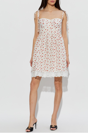 Dolce & Gabbana Vestido de algodón con acabado de encaje