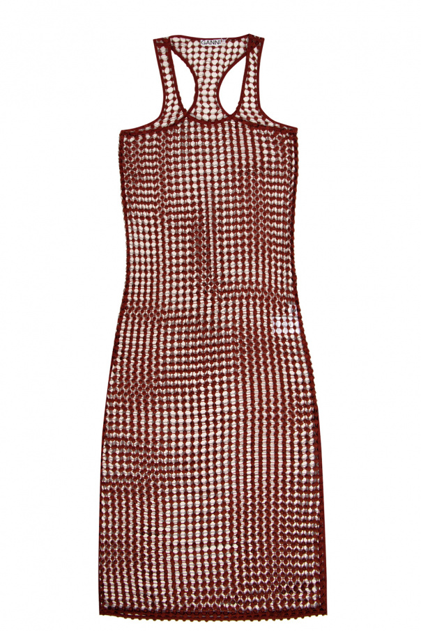 Ganni Sleeveless grid lace dress