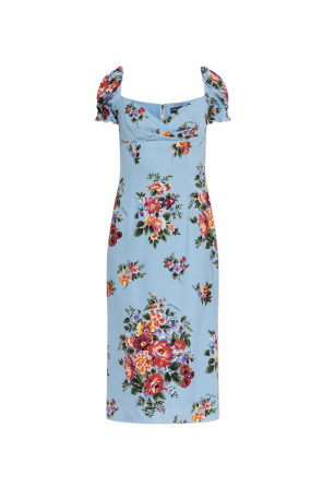 Silk dress with floral motif