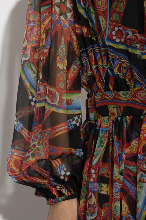Dolce & Gabbana Silk dress with 'Carretto' print