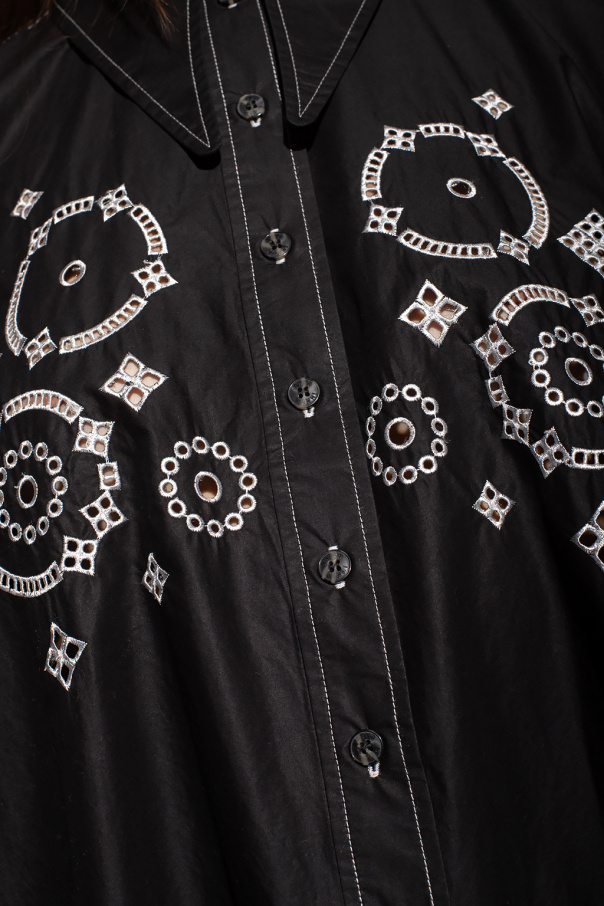 ganni embroidered dress