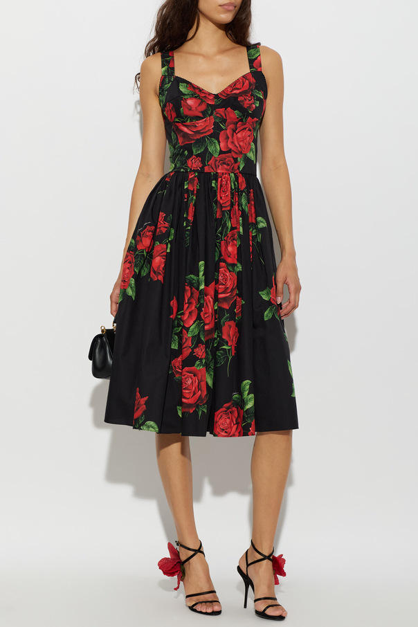 Dolce & Gabbana Bawełniana sukienka z motywem kwiatowym