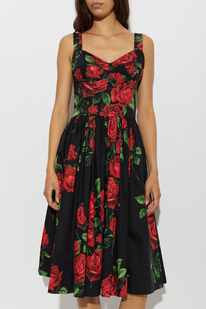 Dolce & Gabbana Bawełniana sukienka z motywem kwiatowym