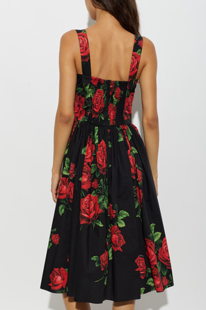 Dolce & Gabbana Bawełniana sukienka z motywem kwiatowym