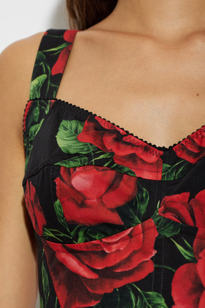 Dolce & Gabbana Bawełniana sukienka z motywem kwiatowym