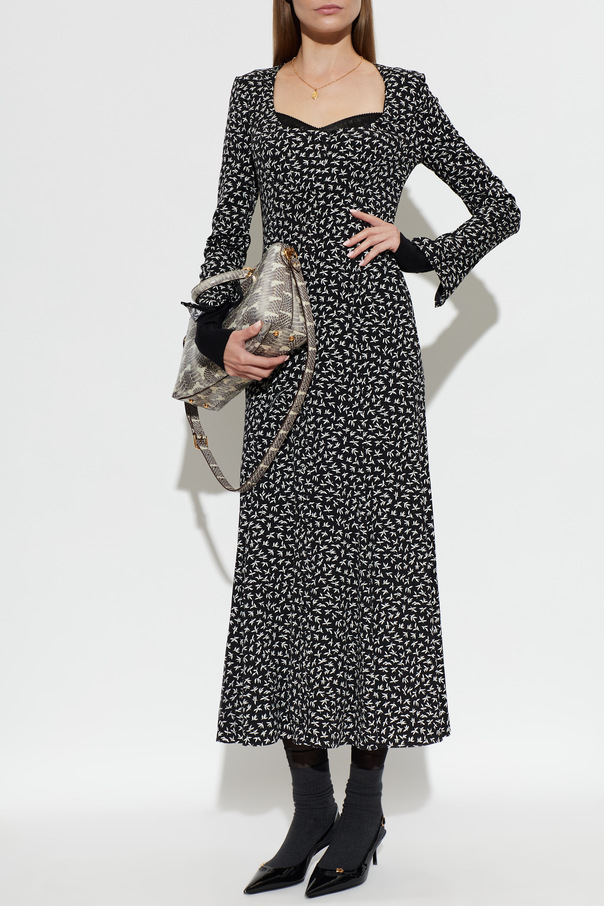Dolce & Gabbana Silk Midi Dress with Long Sleeves