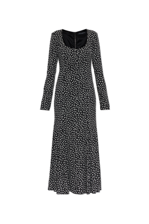 Silk Midi Dress with Long Sleeves