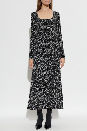 Dolce & Gabbana Silk Midi Dress with Long Sleeves