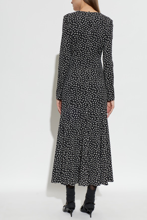 Dolce & Gabbana Silk Midi Dress with Long Sleeves