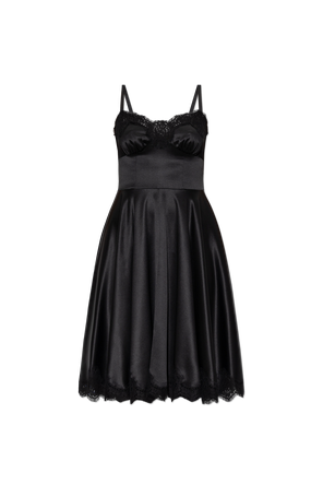 Silk Dress with Lace Accents