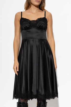 Dolce & Gabbana Silk Dress with Lace Accents