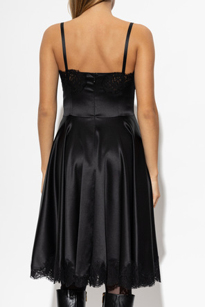 Dolce & Gabbana Silk Dress with Lace Accents