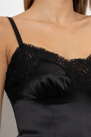Dolce & Gabbana Silk Dress with Lace Accents