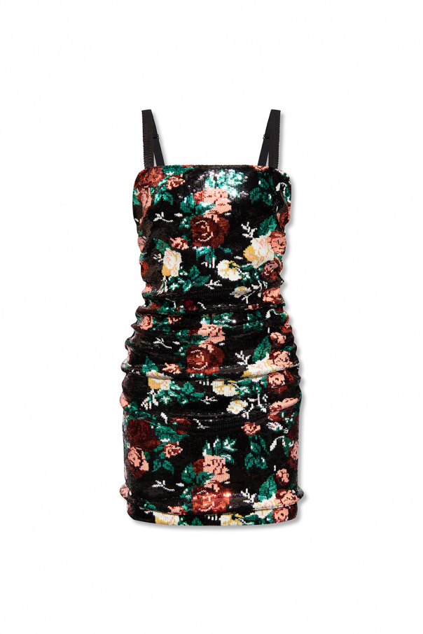 Dolce & Gabbana Doppelreihiges Jackett mit Blumen-Print Schwarz Sequin dress