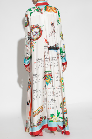 Dolce & Gabbana animal print rose bud skirt Maxi silk dress