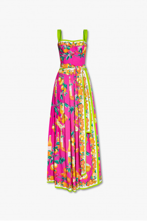 dolce leopard & Gabbana floral-print cotton maxi dress Blu