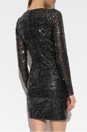 Dolce & Gabbana military-style chunky boots Sequinned dress