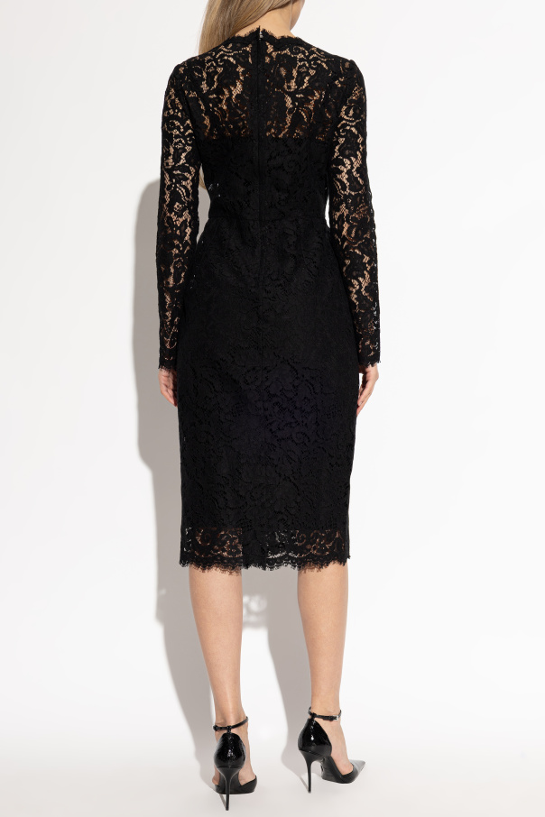 chinese dress ladies Dolce & Gabbana - Long Sleeve Black Dress with Side Slit main image 0