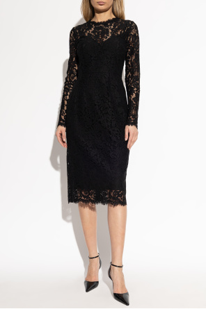 Dolce & Gabbana Koronkowa sukienka z długimi rękawami