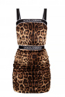 Dolce & Gabbana baroque cross cufflinks Leopard-printed slip dress