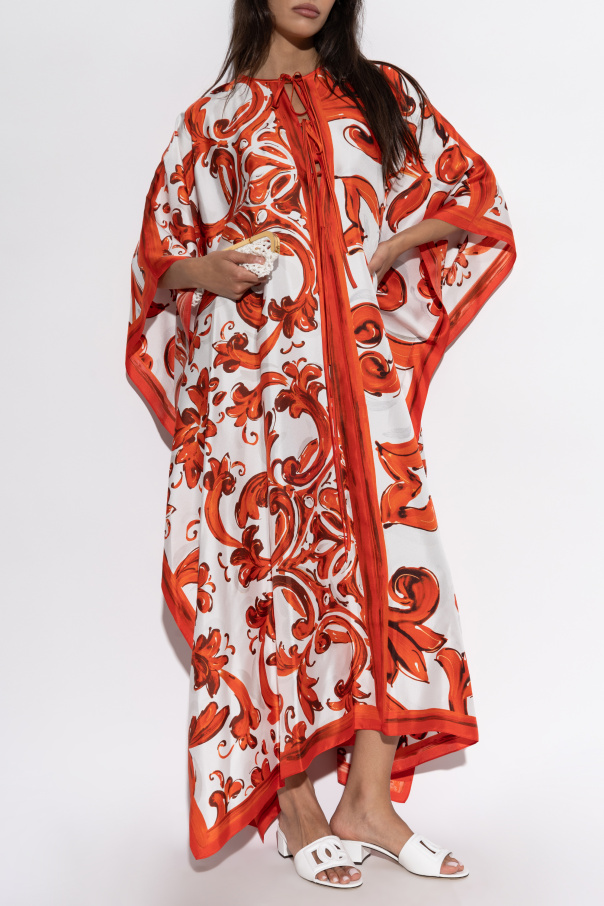 Dolce & Gabbana Silk kaftan with "Majolica" print