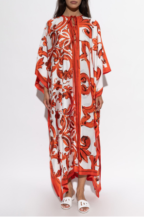 Dolce & Gabbana Silk kaftan with "Majolica" print