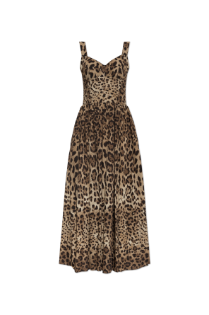 Cotton dress with animal print