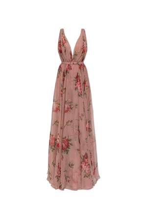 Silk dress with floral motif